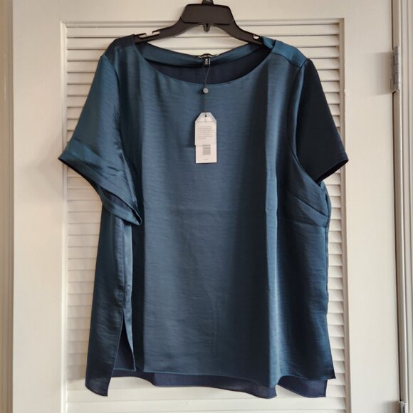NWT Universal Standard Alice Satin Boatneck Top - Deep Sea - Picture 2 of 15